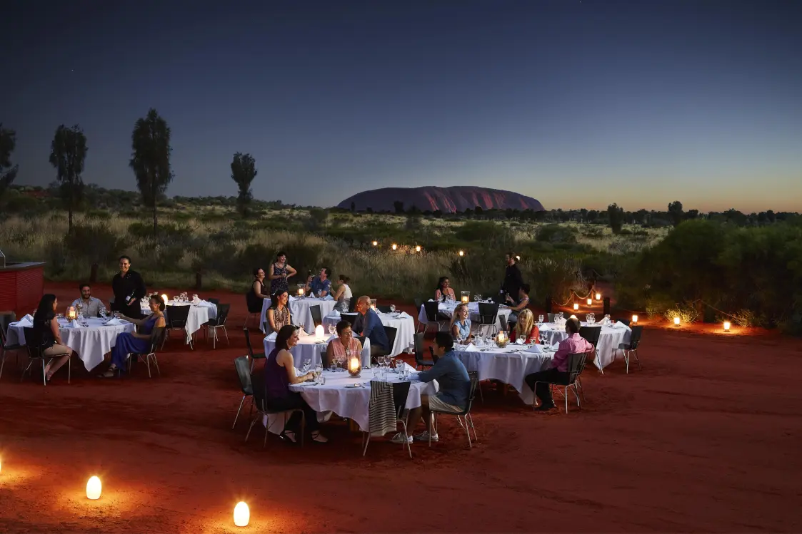 Banquet Event Setup at Sunset at Uluru, Australia