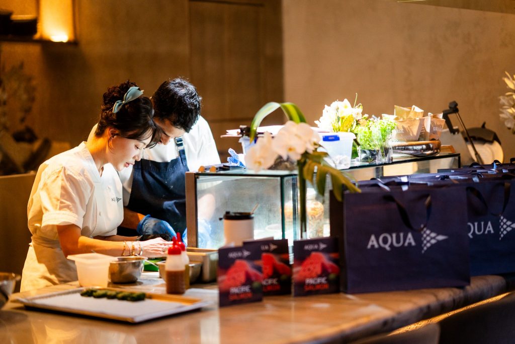 Live Catering prepared at AquaChile Launch Event in Sydney by On Purpose Events